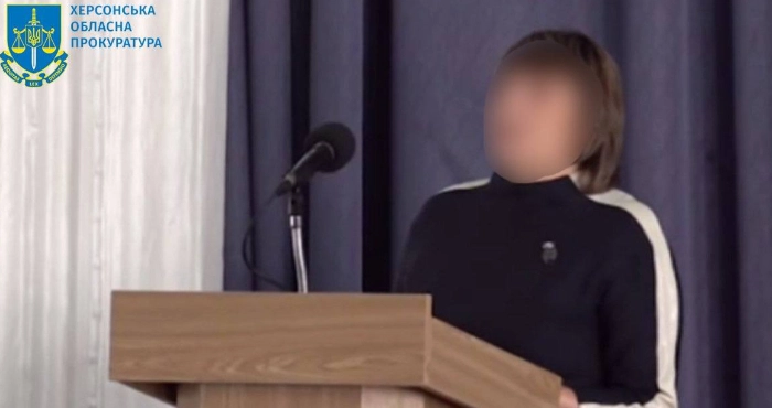 Обвинувачена у корлабораціонізмі та пособництві державі-агресору колишня херсонська освітянка Ганна Тіхосова. Фото: Херсонська обласна прокуратура.