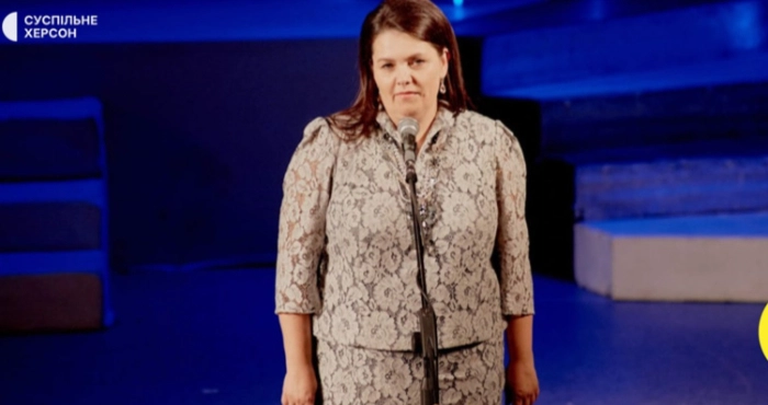 Обвинувачена у колабораціонізмі херсонська освітянка Оксана Барнаш. Фото: Суспільне. Новини.