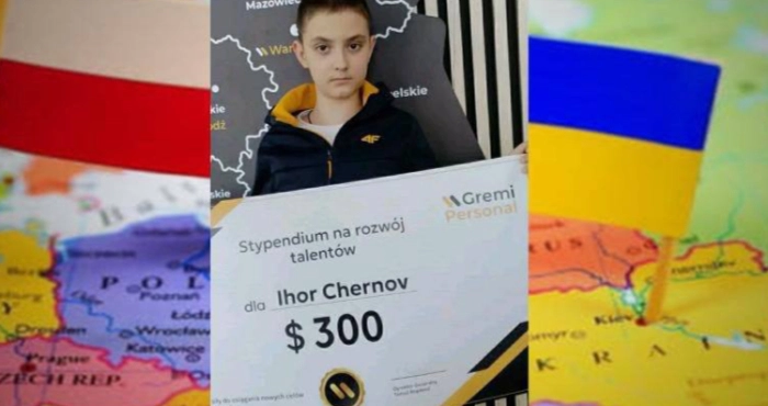 Учасник полсьського конкурсу з математики Ігор Чернов. Фотоколаж: Херсонська обласна військова адміністрація.