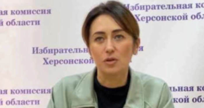 Очільниця окупаціної виборчої комісії Херсонщини. Фото: окупаційні ЗМІ.
