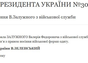 Президент Украины уволил Залужного с военной службы – Дніпро