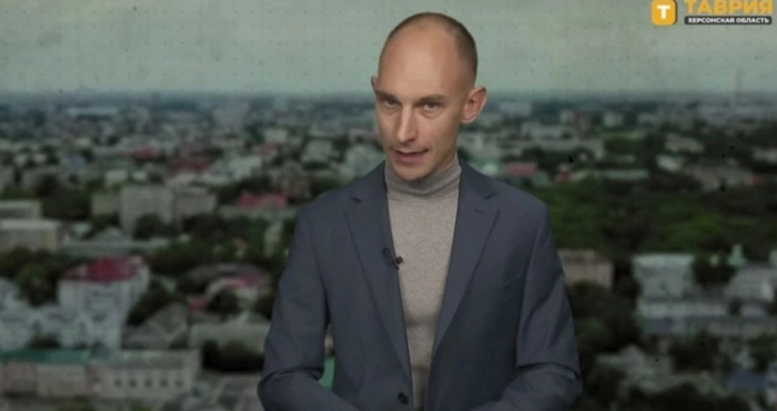 Звинувачений у виправдовуванні збройної агресії Владислав Владимиров. Скріншот: Відео пропагандистських медіа.