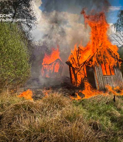 У Шептицькому районі через підпал сухостою згоріли 9 дачних будиночків