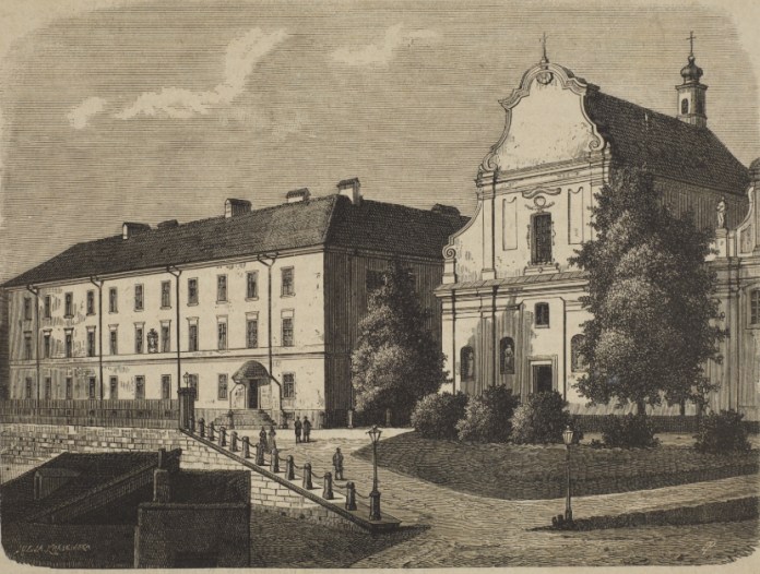 Львівський (старий) університет та костел Святого Миколая, 1884 рік.