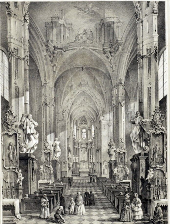 Інтерʼєр катедрадрального костелу в Львові, автор Теодор Клемент, 1858 рік.
