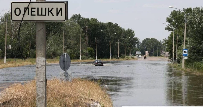Олешки після підриву Каховської ГЕС у 2023 році / Фото з відкритих джерел, розміщене на censor.net
