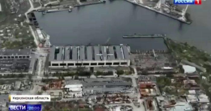 Кадр пропагандистського відео росіян про «закріплення» на Острові в Херсоні