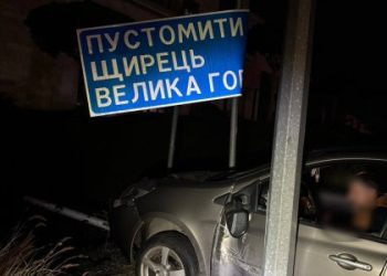 П’яний водій Renault в’їхав у дорожній знак у селі під Львовом — Львівщіна