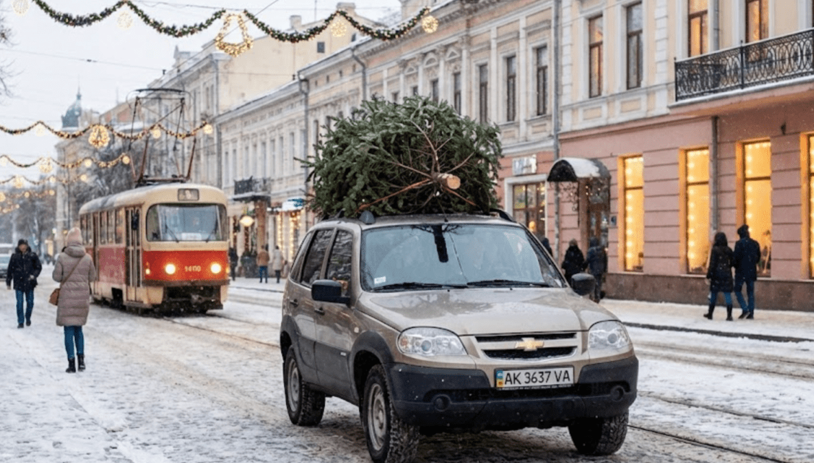 Перевезення ялинки на авто