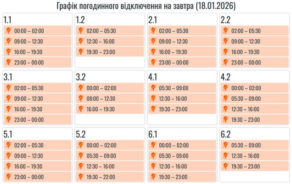 Графіки відключення світла Прикарпаття 18 січня: актуальна інформація