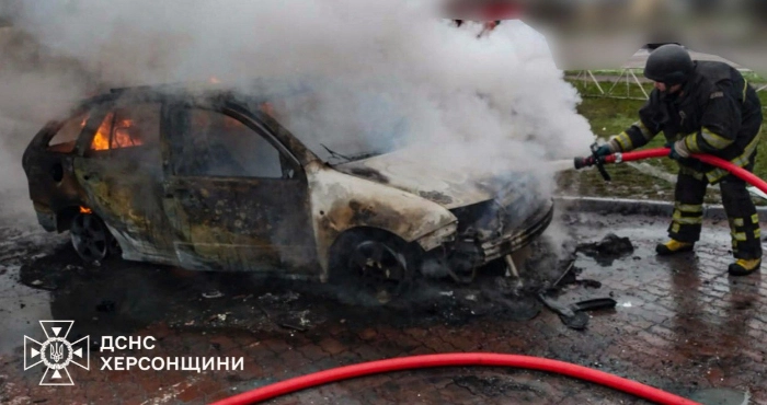 Пожежа на АЗС у Херсоні / Фото ДСНС Херсонщини