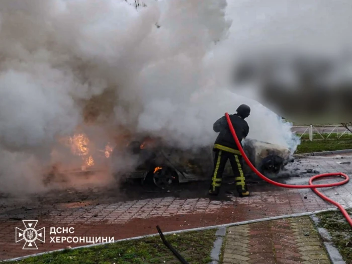 Пожежа на АЗС у Херсоні / Фото ДСНС Херсонщини