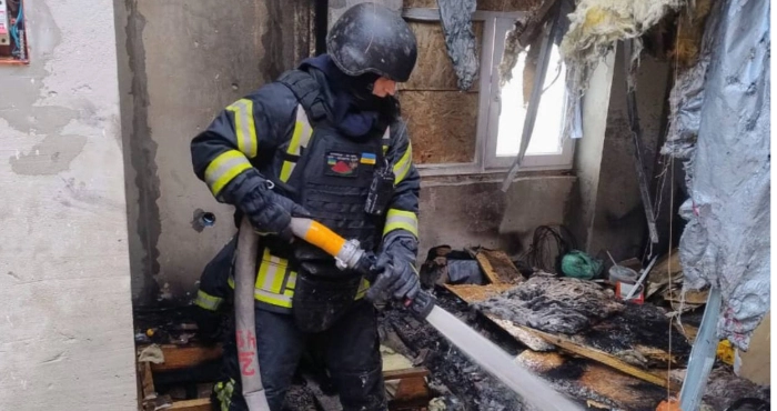 Ліквідація наслідків удара дроном / ДСНС