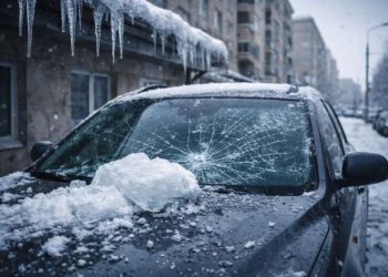 Падіння бурулі на авто біля ТЦ: що робити водієві – Дніпро оперативний