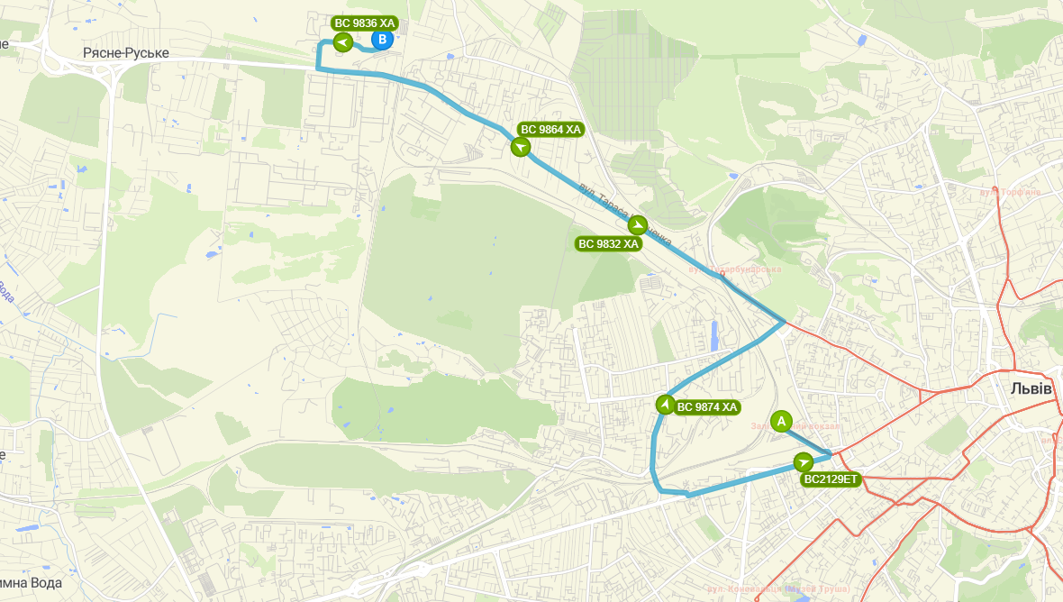 Схема руху автобуса 49А