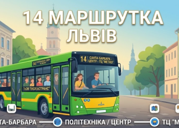 Маршрутка 14 - розклад руху та маршрут по Львову
